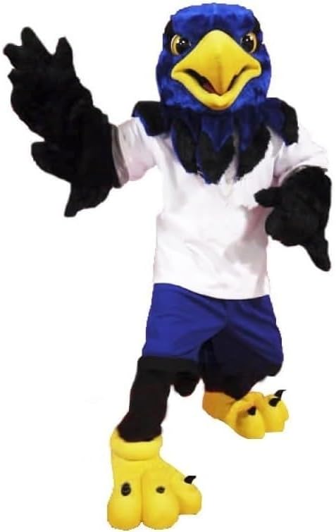 Blue Hawk Mascot Costume in White T-shirt Mascot Suit for School, Team, Sports Events, Parties & Advertising