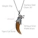 LDADAN Wolf Head Necklace, Natural Tiger Eye Pendant Wolf Tooth Necklace, 26” Stainless Steel Chain Wolf Pendant Necklace, Viking Tribal Wolf Jewelry Gift for Men and Women. (Tigers Eye), Silver