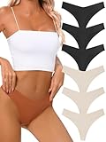 tichers Seamless Thongs for Women No Show Thong V-waisted Stretch Breathable Sexy Panties Underwear 6 Pack