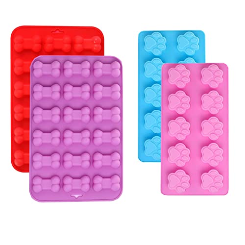 Hündchenpfote und Hundeknochen-Silikonform für Hundeleckereien, Antihaft-Silikonformen in Lebensmittelqualität für Hundeschokolade, Süßigkeiten, Eis, gefrorene Leckereien und Kekse Cover
