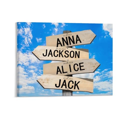 Personalized Mothers Day Family Street Sign Multi-Names Canvas with Framed, Custom Fathers day Street Sign With Names Canvas Wall Art Poster, Mother Day Fathers day Canvas Gifts for Mom,Dad (style 6)