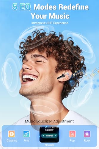 Wireless Earbuds, Bluetooth 5.4 Headphones, True ANC Active Noise Cancelling in Ear Buds with Smart Touchscreen Case, 60H Playtime for Sports & Working, Bass Stereo Sound for iPhone/Android-Black - Image 4