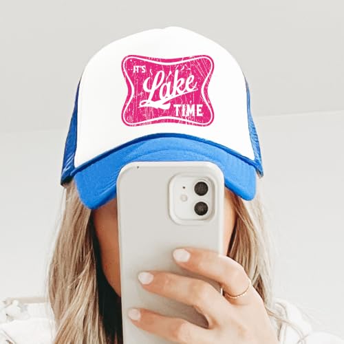 Image of It's Lake Time Summer Classic 5 Panel Foam Front Mesh Snap Back Trucker Hat