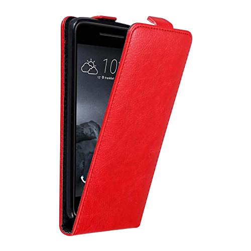 Cadorabo Case Compatible with HTC ONE A9 in Apple RED - Flip Style Case with Magnetic Closure - Wallet Etui Cover Pouch PU Leather Flip