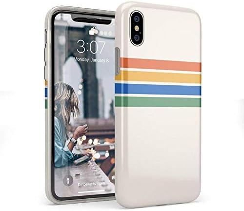 Miniatura 4 de Casely Funda compatible con iPhone XXS  Funda de bloque de color de rayas arcoíris