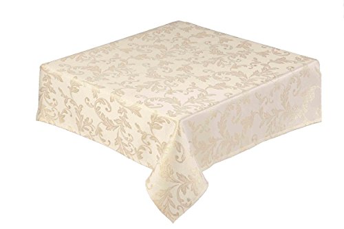 52 x 228,6 cm (127 x 230 cm) rectangular de la Navidad mantel de oro Jacquard tejido diseño de hojas de cuidado fácil (13661)