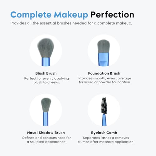 Image of Gleva 8 Pcs Brush Set With Pouch, Makeup Brushes Premium Synthetic Kabuki Foundation, Concealers, Eye Shadows Professional Blush, Face Powder, Highlighter, Contour, Blending Eyeliner (Orange Peach)