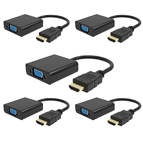 Lot de 5 adaptateurs HDMI vers VGA 1080p compatibles HDMI