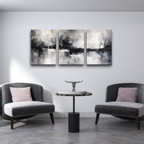 DZRWUBHS Canvas Wall Decor for Bedroom Black And White Wall Painting Wall Art for Living Room Inspirational Abstract Wall Pictures Artwork Modern Office Minimalist Home Decor Ready to Hang Set of 3