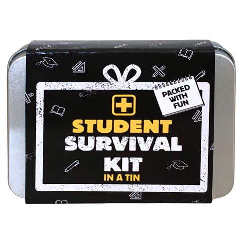 Student Survival Kit in a Tin University & College Novelty Gift | Fun Practical Uni Starter Kit Good Luck Novelty keepsake Pack Him or Her