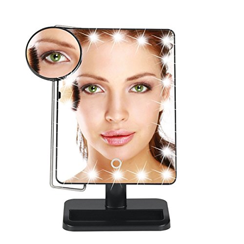 SOGOCOOL LED Lighted Makeup Mirror with Lights +Removal 10x Magnification Spot-Tabletop Cosmetic Shaving Mirror (Black)