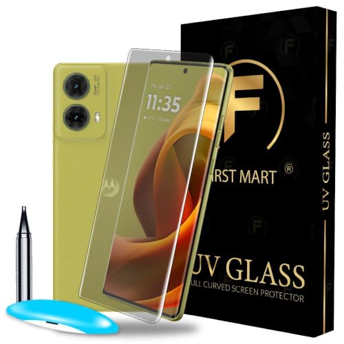 Image of FIRST MART Matte UV Tempered Glass for Motorola G85 & Motorola Edge 50 Fusion 5G | Anti-Glare Curved Screen Protector, 9H Scratch Resistant, Fingerprint Compatible, Case-Friendly | Pack of 1