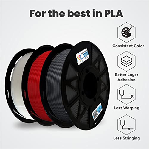 Image of 3 idea Imagine Create Print Premium PLA 1.75mm 3D Printer Filament Bundle | Dimensional Accuracy + /- 0.03mm (3KG Total, 1KG /Spool) | 3 Colors Combo (Black, White, Red)