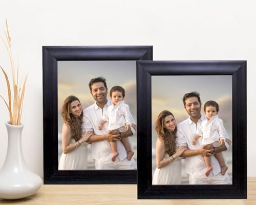 Image of set of 2 10x10 Inch Brown Color flexiable Glass (acrylic) & synthetic wood customized Modern Collage Photo Frames for Wall Hanging