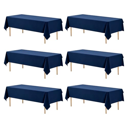 WIGENIUS 6 Pack Blue Table Cloth Rectangle 60X102 Inch Tablecloth Fit 6FT