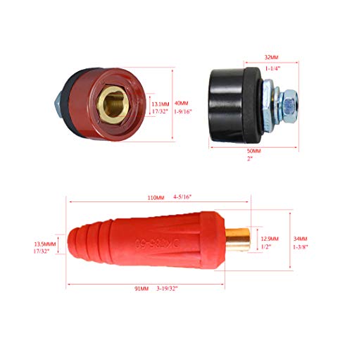 Riverweld Tig Welding Cable Panel Connector-Plug Dkj35-50 Dkz35-50 Dinse Quick Fitting 315Amp 4Pcs #TOP1