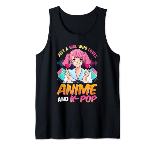 Solo una chica que ama anime y K-Pop Soundwaves Teen Anime Camiseta sin Mangas