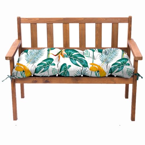 lihtsofty Outdoor Bench Cushions, Garden Waterproof Bench Cushion, Bench Cushions Patio Loveseat,Tufted Chair Pad 41×20 in Replacement Seat Pad Cushion (Green Leaf, 41x20Inch)