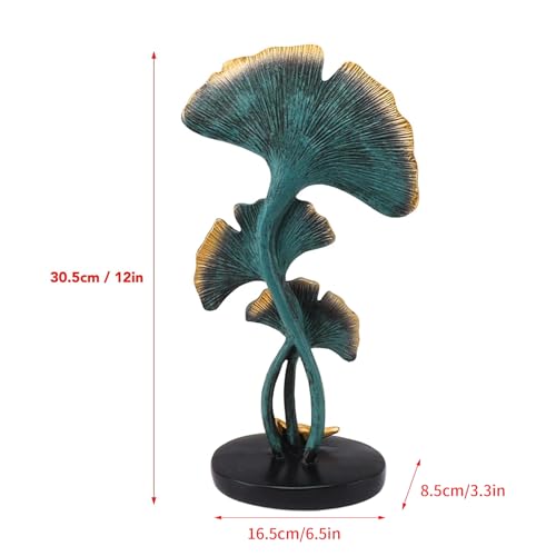 Estatua de hoja de Ginkgo de resina para decoración miniatura 4