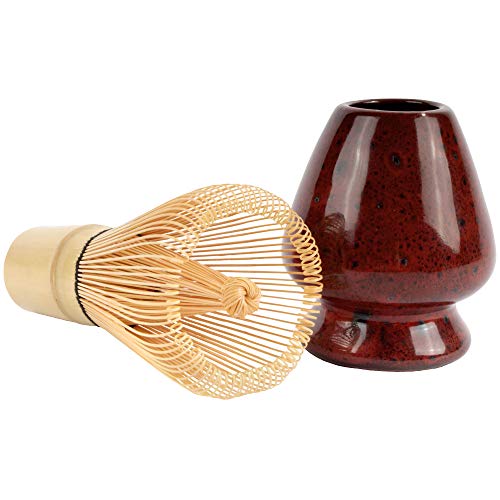 Matcha - Juego De Batidor De Té Bambú , Color Rojo Y Negro Matcha - Juego De Batidor De Té Bambú , Color Rojo Y Negro