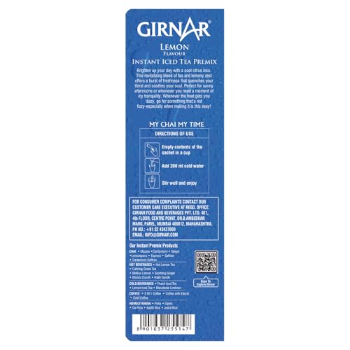 Image of Girnar Instant Premix Iced Tea - Lemon Flavour (10 Sachets)