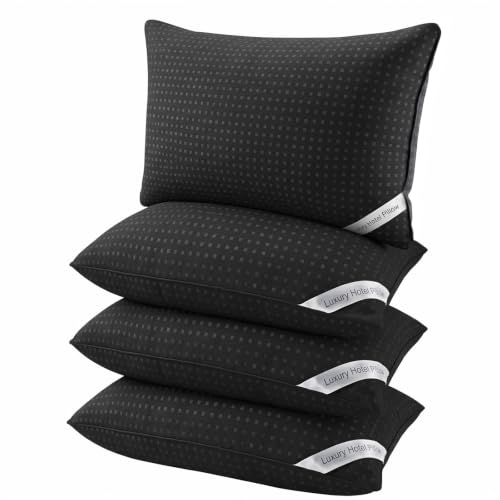 Melising Bed Pillows for Sleeping Standard Size Set of 4 Luxury Hotel Quality Cooling Pillows Soft Down Alternative Fill for Side Back and Stomach SleepersBlack