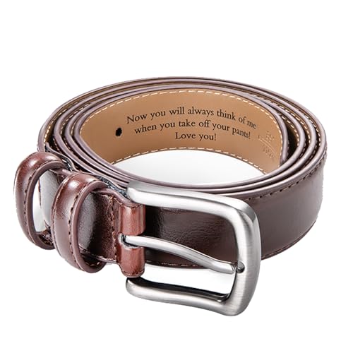 Personalized Leather Men's Belts, Engraved Name Text Belt, Customized Anniversary Birthday Gift for Dad Groom Groomsman Boyfriend