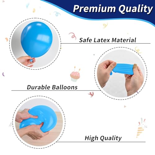 Image of Paw Balloons 12 Inch Paw Print Navy Blue Light Blue White Balloons | Dog Balloons with Confetti and Ribbon for Birthday Baby Shower Celebration Graduation Party Decorations