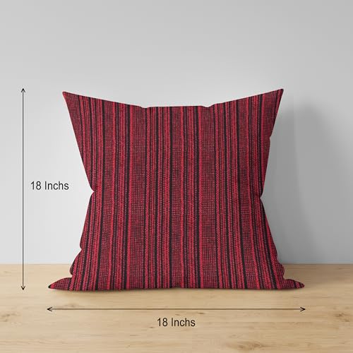 Image of nissi Cotton Plain Cushion Covers, 18x18 inches, Set of 5, (5, Red, 18x18 inches)