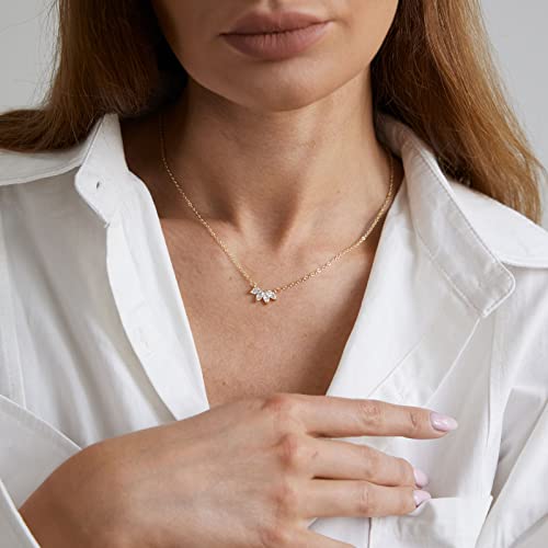 Mideeo CK-01-CZ FLOWER -GD Petal Cz Diamond Necklace For Women Dainty Cubic Zirconia Solitaire Pendant Necklace 14K Gold Plated Cz Simulated Diamond Necklace Anti Tarnish Minimalist Jewelry thumb #2