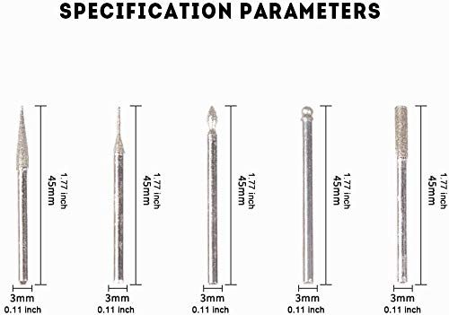 SWISSO 30pcs DIY Tool for Glass Marble Rock Jewelry Engraving Rotary Tool Set Drilling Cutting Grinding Diamond Burr Glass Drill Bits 4