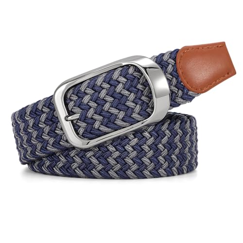 Image of JASGOOD Stretch Belt for Men, Men Women Elastic Woven Braided Belt 1 3 /8 Casual Belt Golf Belt for Jeans Pants