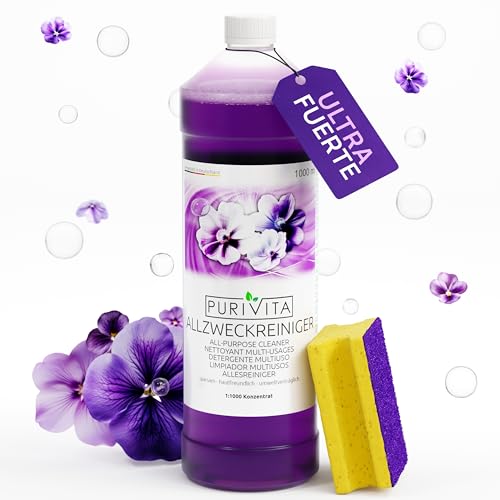 PURIVITA® Limpiador Multiusos Concentrado [1L] - Fregasuelos Perfumado Duradero para Limpieza Profunda del Hogar - Producto Ecológico Tipo para Suelos y Superficies - Concentralia Multilimpiador
