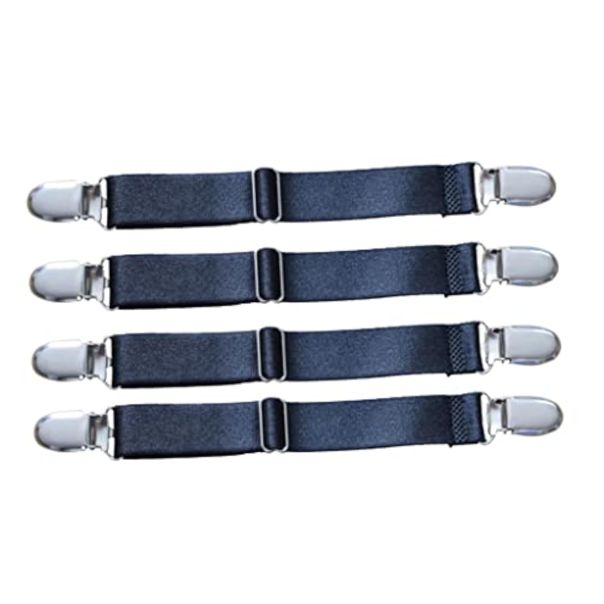 8 Bed Sheet Grippers Suspenders Fastener Clips, Black & White