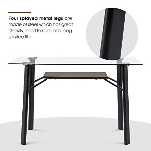 image for Ivinta Modern Glass Dining Table Kitchen Table for 4/6 Rectangular Din