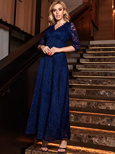 MISSMAY Women's Formal Floral Lace 2/3 Sleeves Bridesmaid Party Maxi Dress4