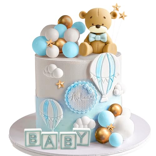 osito de peluche azul decoracion de tarta bautizo niño decoracion de tarta niña 1 año azul decoracion de tarta osito de peluche decoracion de tarta para boda baby shower fiesta de cumpleaños