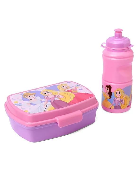 STRIDERS Disney Princess 2-Piece Lunch Box & Bottle Gift Set | Insulated & Leakproof | Ideal for School, Travel & Picnics | Fun & Practical Meal Solution for Kids