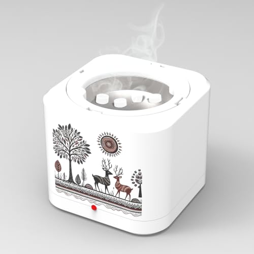 Image of Shivansh Technology Incense Holder Electric Kapoor Dani Camphor Diffuser Burner for Home | Karpuram Bakhoor Oud Aroma Oil & Dhoop Machine | Essential Oil Diffuser for Home (White) (Tribal Serenity)