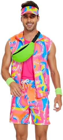 AJGEGJE 80s Workout Kostuum voor Heren, 80s 90s Workout Outfits Set, Halloween Cosplay Koppels Kostuums (L AJGEGJE 80s Workout Kostuum voor Heren, 80s 90s Workout Outfits Set, Halloween Cosplay Koppels Kostuums (L