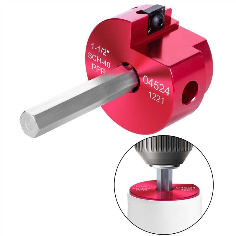 Muzixiao PVC Pipe Reamer Tool, PVC Fitting Saver with1-½-Inch Head Aluminum 3/8-Inch Hex Shaft & Plumbing Tool Head Aluminum, PVC Socket Saver For ABS Water Lines