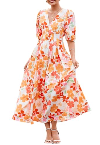 Image of Maxigerui Women's Summer Floral Maxi Dress Spring Wedding Guest Dress 2026 Fun Floral L
