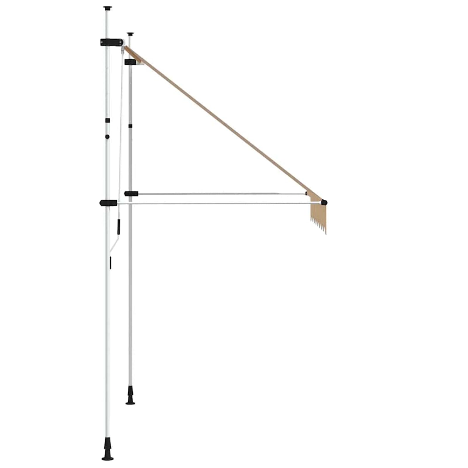 Wysuwana markiza balkonowa, obsługiwana ręcznie, 200 cm, pomarańczowo-białe paski, bez wiercenia, z korbą ręczną, aluminiowa markiza odporna na promieniowanie UV, regulacja wysokości i