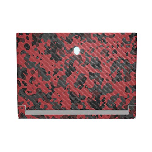 MightySkins Carbon Fiber Skin Compatible with Alienware X17 R2 (2022) Full Wrap Kit - Red Modern Camo | Protective, Durable Textured Carbon Fiber Finish | Easy to Apply | Made in The USA