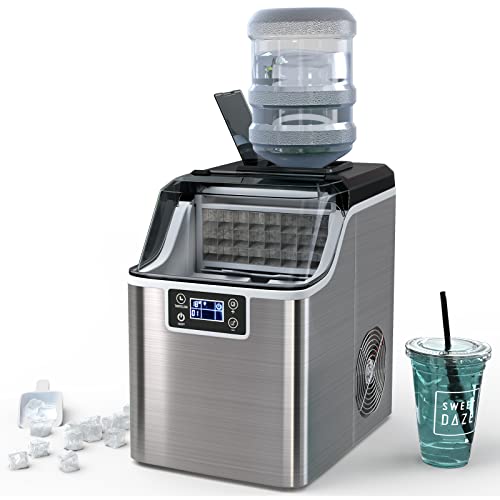 DORTALA Countertop Ice Maker, Portable Ice Cube Maker Machine with Self-Cleaning Function, 45 Lbs/Day, 24 Pcs/13 Mins, Top Loaded Ice Maker for Home Office Bar Party