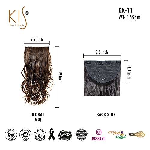 Image of KIS Synthetic Wavy Hair Extensions with 4 Clip-in for Women, Globle | 19 Inches, Natural, Soft Heat Resistant Hair, Thick Washable Reusable, Artificial Hair Clip on Extension for Bridal, Wedding
