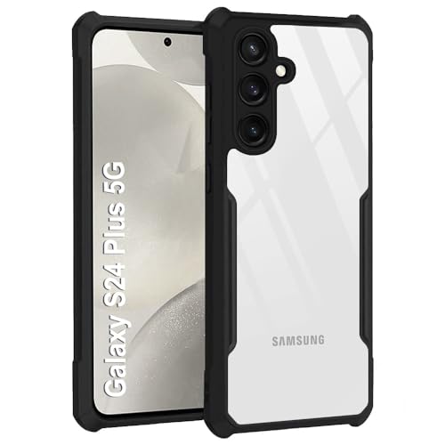 Image of TheGiftKart Shockproof Crystal Clear Back Cover Case for Samsung Galaxy S24 Plus 5G | 360 Degree Protection | Protective Design | Transparent Back Case Cover (PC & TPU, Black Bumper)