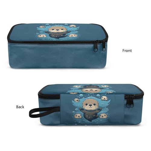 Image of Cute Otter Kids Penci Pouch Large Capacity,Pencil Case for 1St 2Nd Boys Girls Pencil Organizer for 3-14 Years Children Pencil Bag with Mesh Pocket Pencil Box for Back to School Gifts