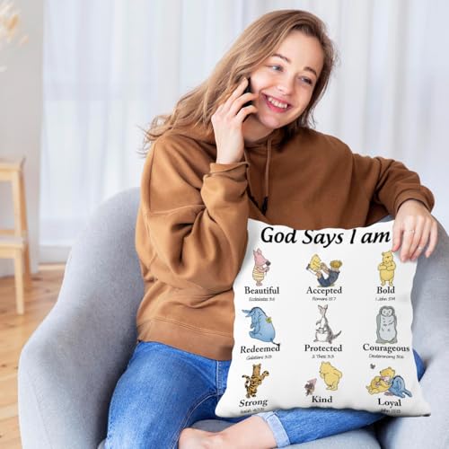 Image of Winnie Baby Nersery Stuff-The Pooh Nursery Decor-Winnie Pillow Case- 18x18 Inch Throw Pillow Cover Case quare Couch Pillow Cover-Gift for Daughter Son Kids Christmas