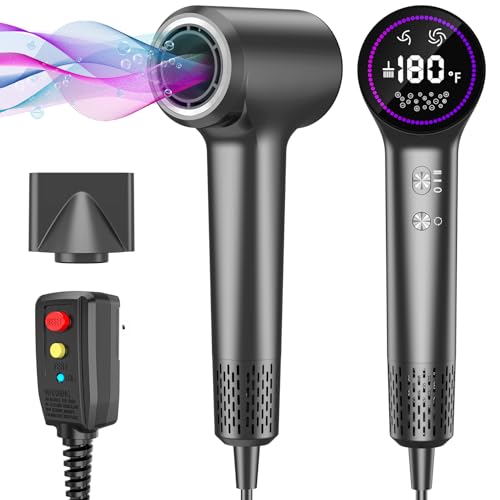 Ionic Hair Dryer for Women and Men: High-Speed Blow Dryer with Professional Motor, HD Display, Low Noise, and Magnetic Nozzle
